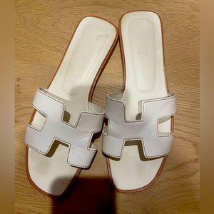 Used hermes white oran sandals size 39